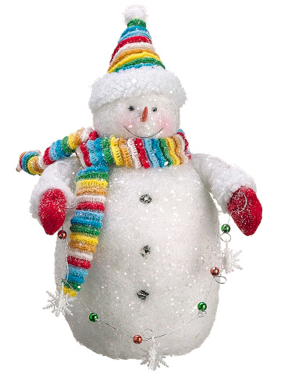 Allstate 15" White and Red Chubby Snowman with Ornaments Strand Christmas Tabletop Figurine